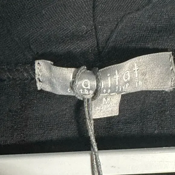 Habitat NWT Sz M Steady‎ Stream Cowl Pocket Tunic Top Linen Blend Black Crinkle - Picture 3 of 12